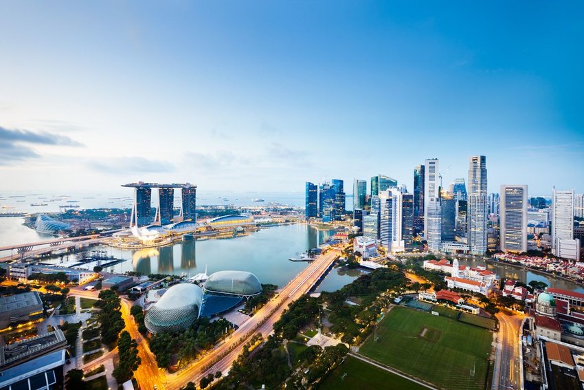 Aerial photo of Singapore skyline