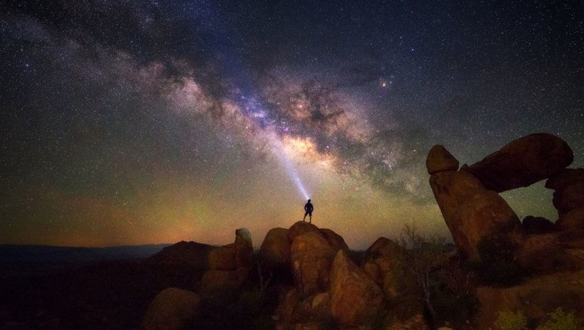 Milky way at Balanced Rock, Big Bend National park