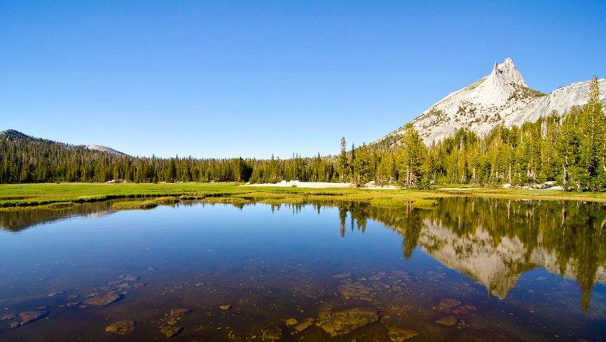 Cathedral Lake with Cathedral Peak in the background