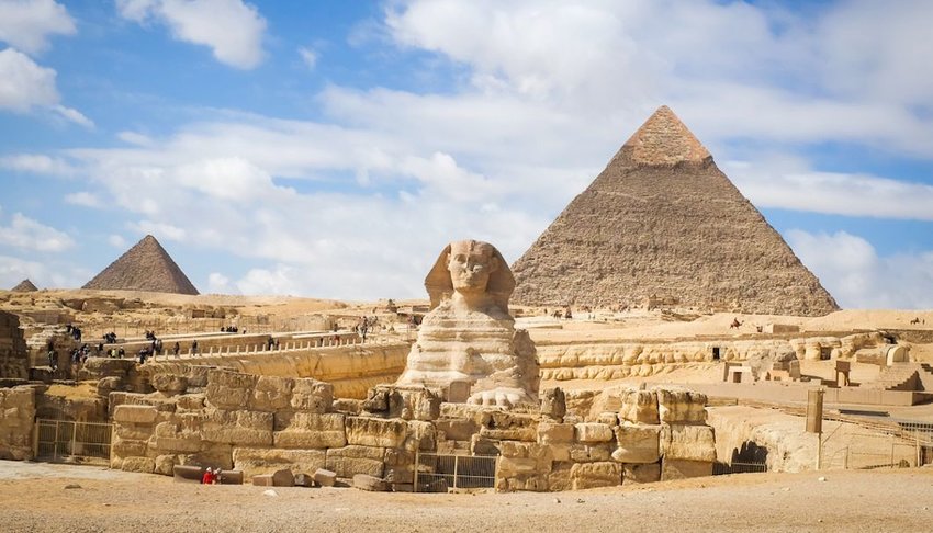 Giza Pyramid complex in Cairo, Egypt