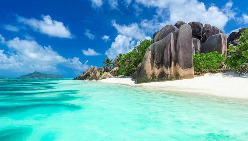 beach on island La Digue in Seychelles