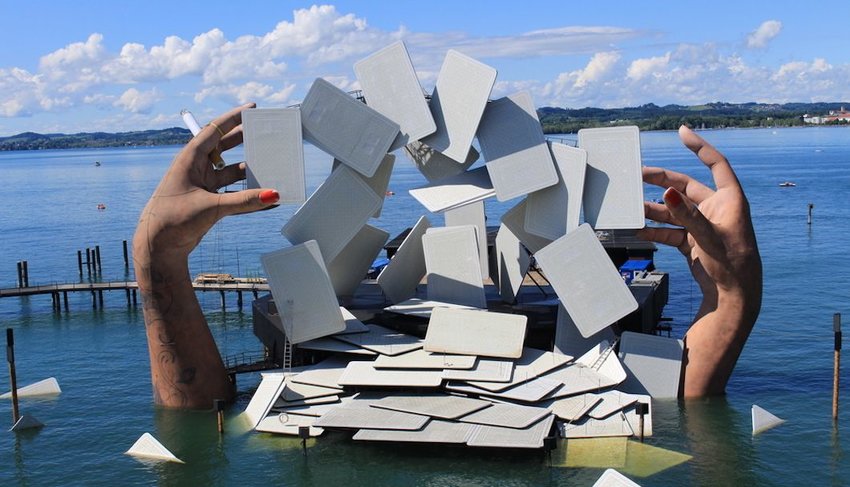 floating theater on the surface of Lake Constance in Bregenz, Austria