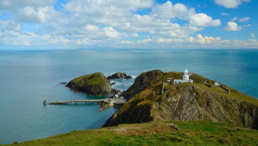 Lighthouse on Lundy Island sunny day