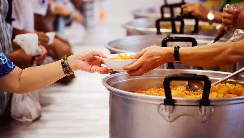 Serving in a food kitchen