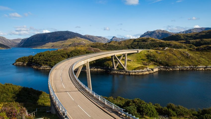 Kylesku Bridge on the A894, North Coast 500, Sutherland Scotland