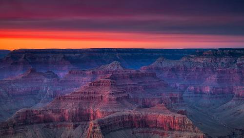 Sunset at the Hopi Point Overlook, South Rim of the Grand Canyon