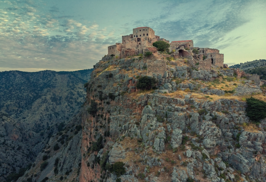 Aerial view of Old Ruins of Anavatos 