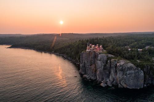 Split Rock Lighthouse at sunset on Lake Superior