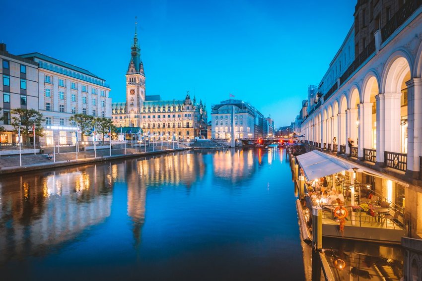 View of Hamburg city center with historic town hall