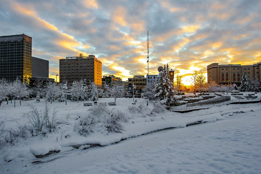 View of Fairbanks, Alaska in winter.
