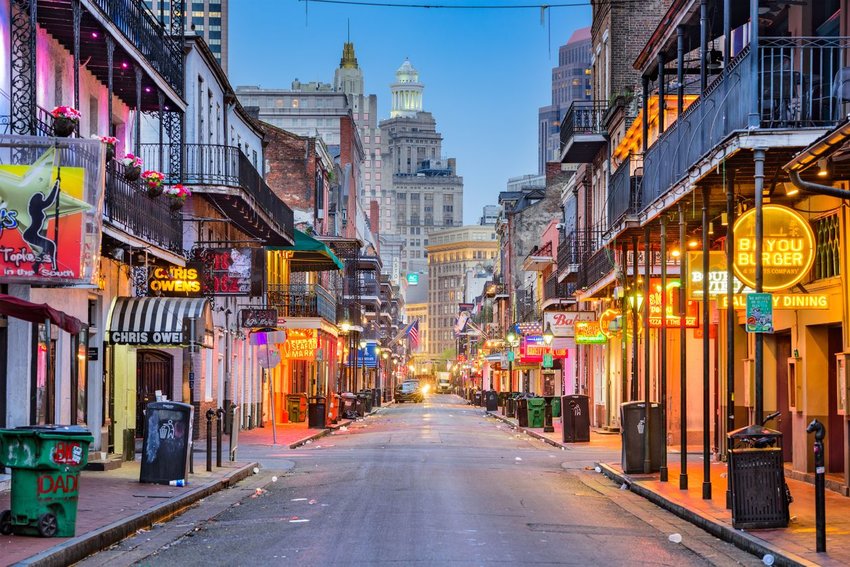 Bourbon Street in New Orleans in the early morning