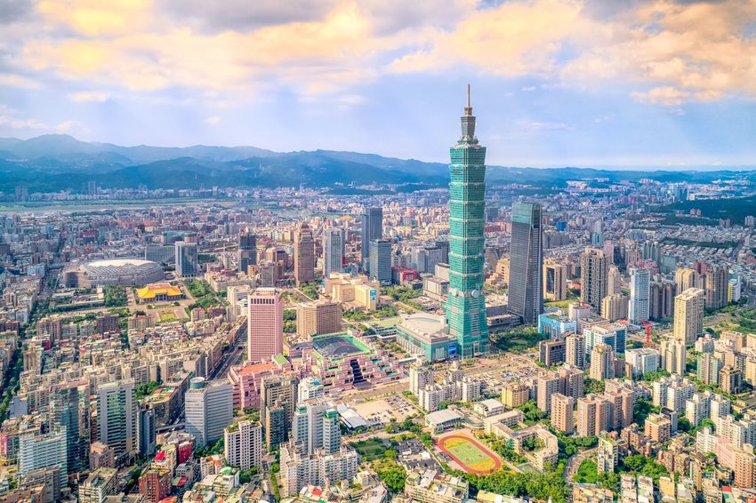 Aerial view of cityscape at Taipei center district, Taiwan 