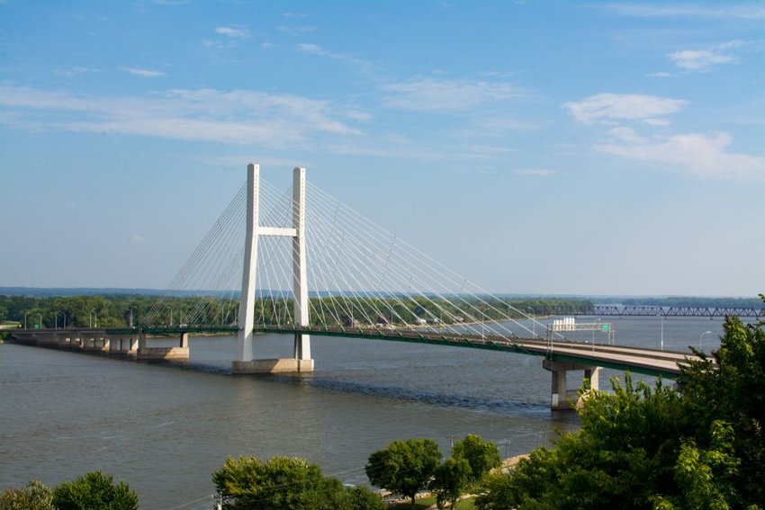 The Great River Bridge over the Mississippi in Burlington, Iowa