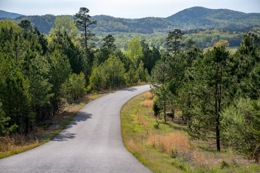 View of the Ozark mountains from a road in Arkansas