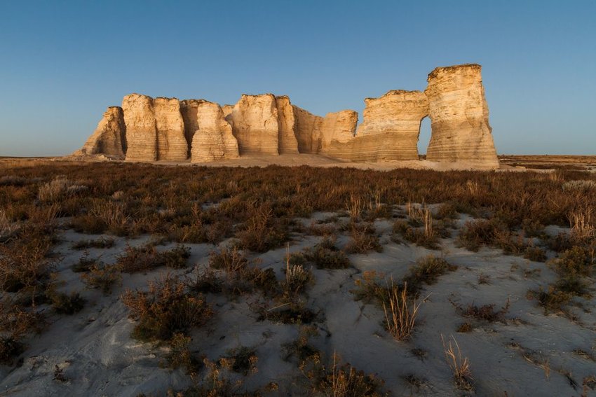  Monument Rocks in Kansas before sunset