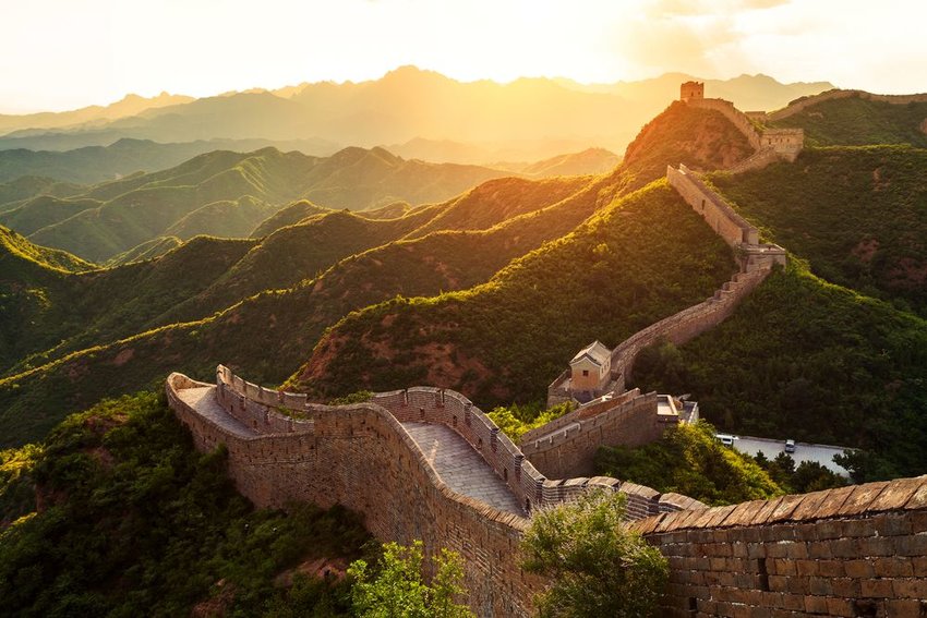 The Great Wall of China at sunset