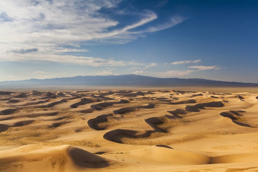 The Gobi Desert with mountains in the distance