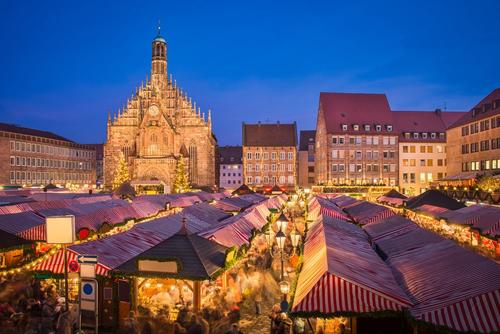 Christmas market in the old town of Nuremberg, Germany