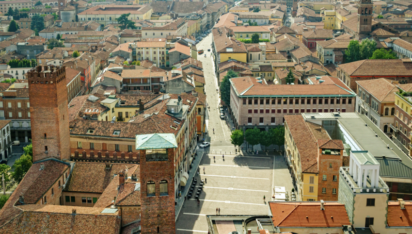 Aerial view of Cremona, Italy 