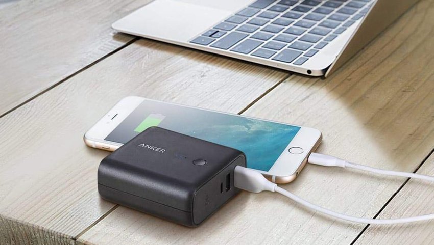 Anker PowerCore Fusion 5000 charging an iPhone