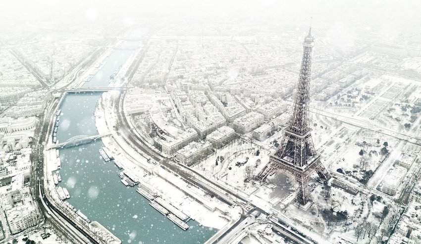 snow covered city