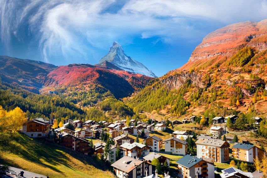 Town of Zermatt with Matterhorn in background