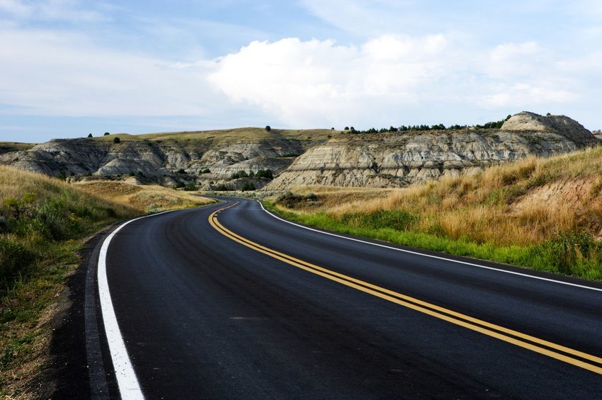 Road through Theodore Roosevelt National Park, North Dakota