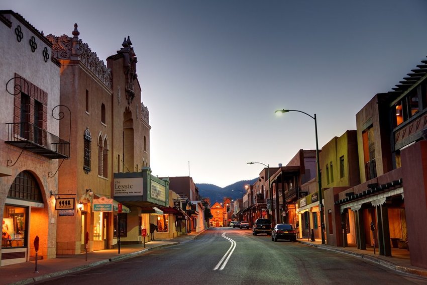 Road through Santa Fe, New Mexico