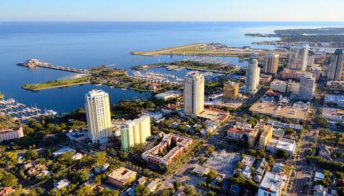 Aerial view of St Petersburg, Florida