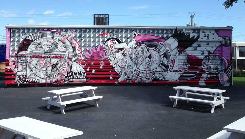 Picnic tables at Wynwood Walls