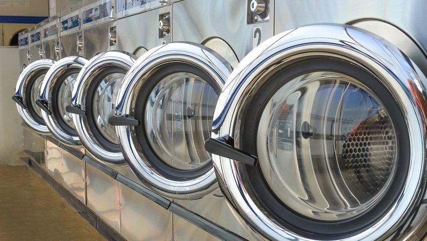 Row of clothes washers