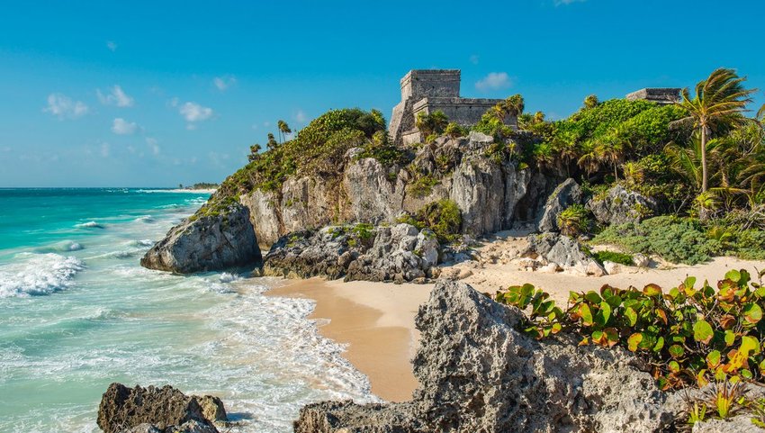 Mayan ruins above the beach