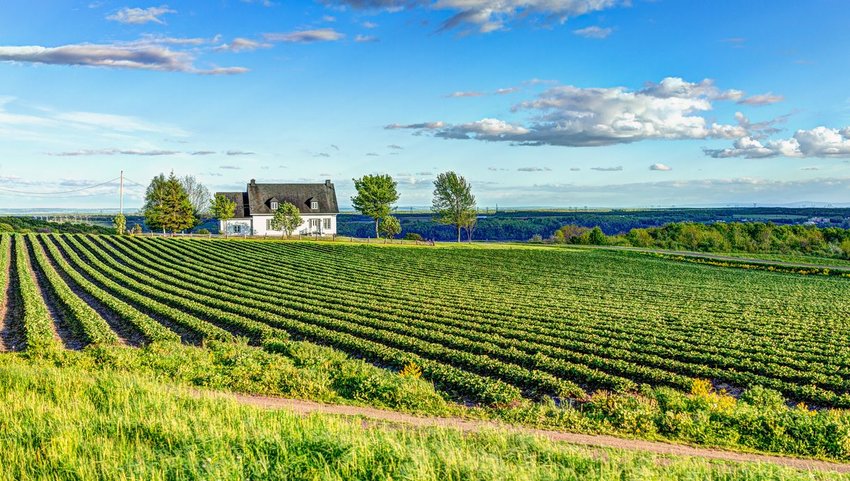 Quebec countryside with farmhouse
