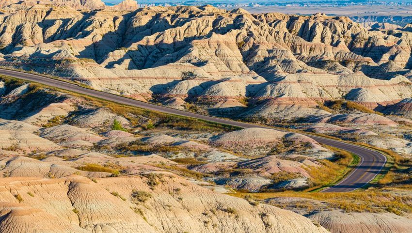 Road through Badlands National Park