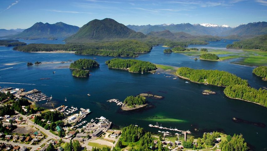 Aerial view of Tofino, Canada