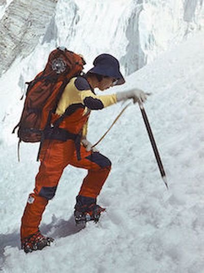 Junko Tabei climbing a snowy mountain