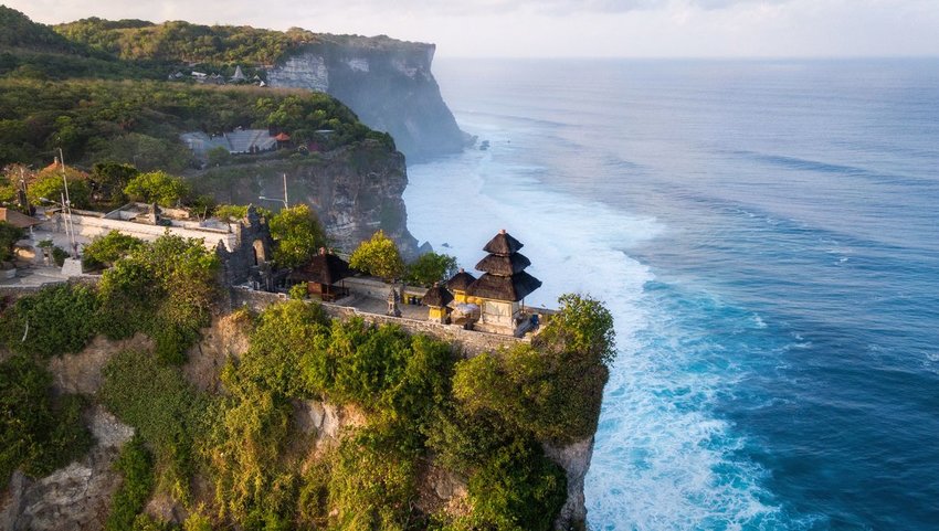Temple on cliffs over the ocean in Bali