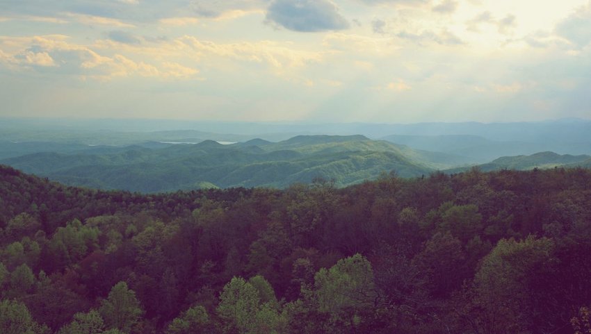 View of mountains from Sassafras Mountain on the Foothills Trail