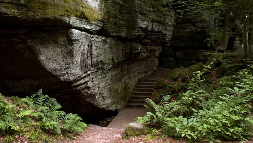 Staircase through the ledges trail in Cuyahoga Park, Ohio