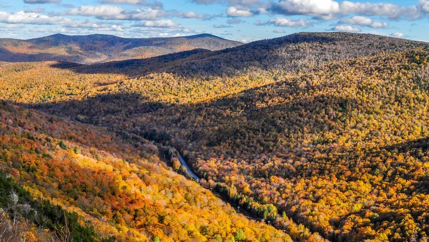 Fall landscape as seen from the Long Trail in the Brandon Gap of Vermont