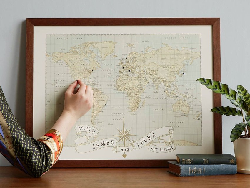 Personalized pushpin travel map