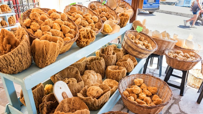 Sea sponges for sale in Symi, Greece. Photo by Lubos K.