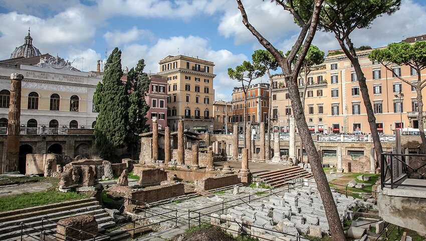 Ruins of the  Largo di Torre Argentina square in Rome, Italy. 