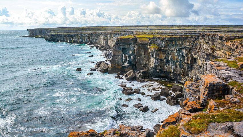 The scenic cliffs of Inishmore, Aran Islands, Ireland.