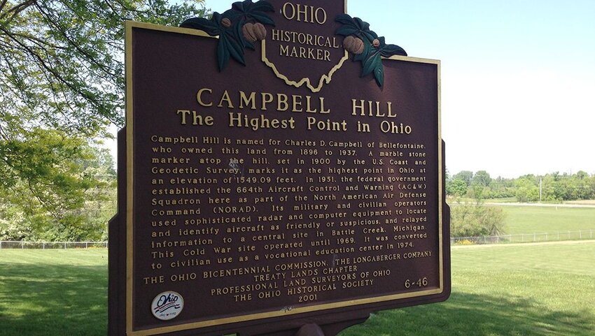 Marker sign for Campbell Hill.