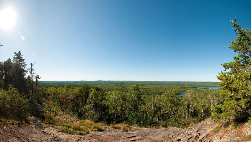 View of trees and landscape from the top of Eagle Mountain.