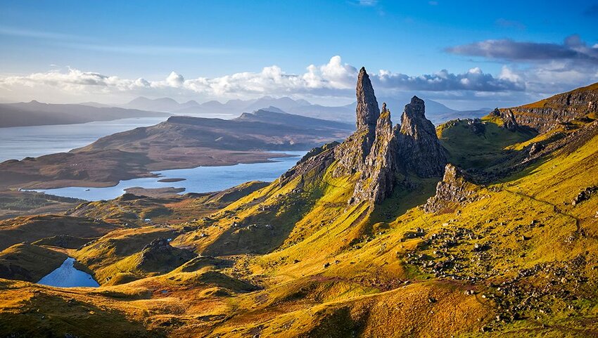 View over Old Man Of Storr, Isle of Skye, Scotland. 