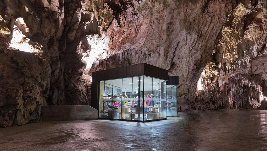 The souvenir store and post office in Postojna Cave. 