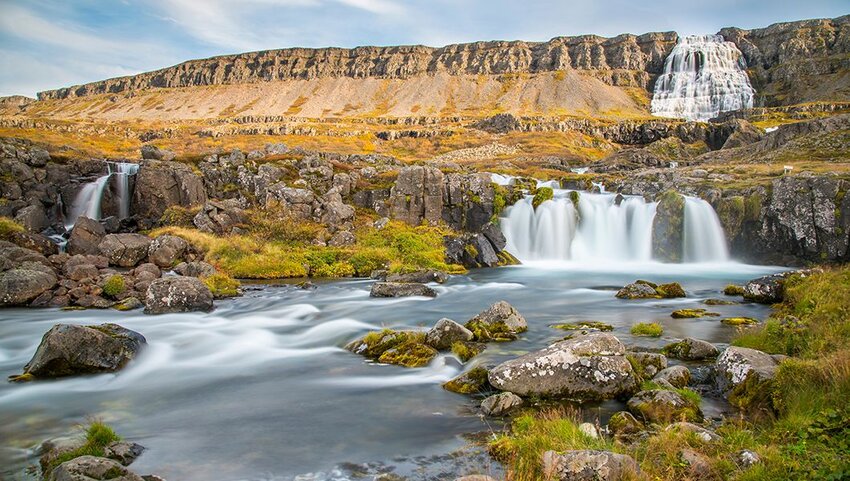 Dynjandi waterfall in the Westfjords of Iceland.