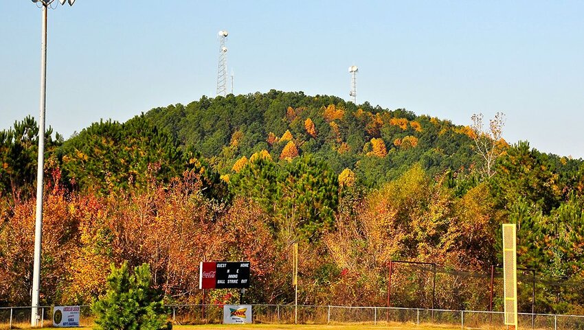 Baseball field with Woodall Mountain behind it.